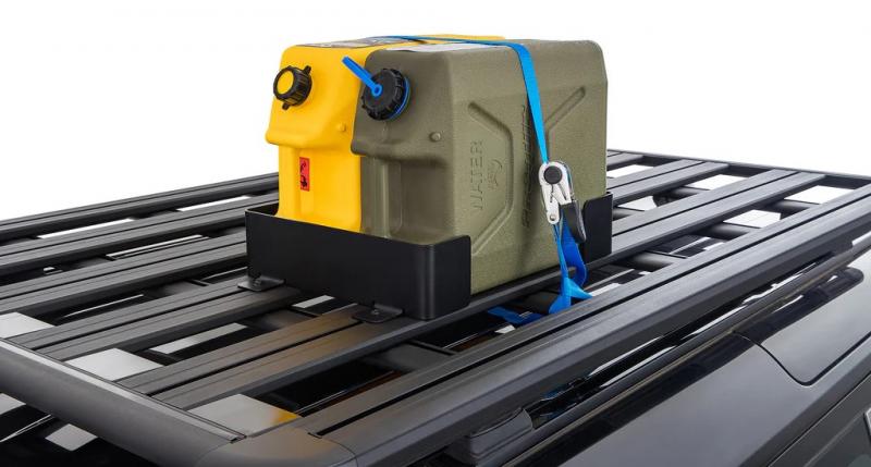 Preview: Rhino Rack Doppel-Kanister Halterung inkl. ZWIFLOC u. Zurrgurt für Pioneer Plattform, Horizontal